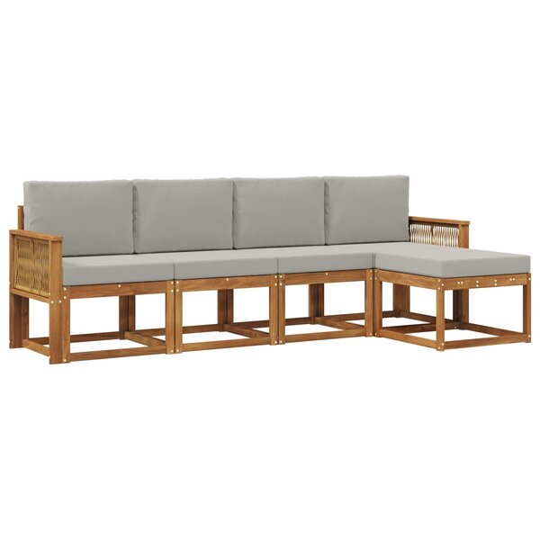 vidaXL Ensemble de canapés d'extérieur 5 pc Naturel et gris clair