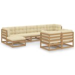 vidaXL Salon de jardin 9 Pièces avec coussins Marron miel Bois de pin