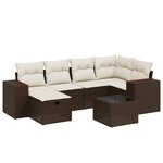 vidaXL Salon de jardin avec coussins 7 Pièces marron résine tressée