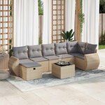 vidaXL Salon de jardin avec coussins 8 Pièces beige résine tressée
