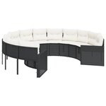 vidaXL Canapé de jardin avec coussins rond noir résine tressée