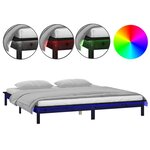 vidaXL Cadre de lit à LED noir 120x190 cm petit double bois massif