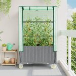 vidaXL Jardinière surélevée avec housse et roues aspect rotin