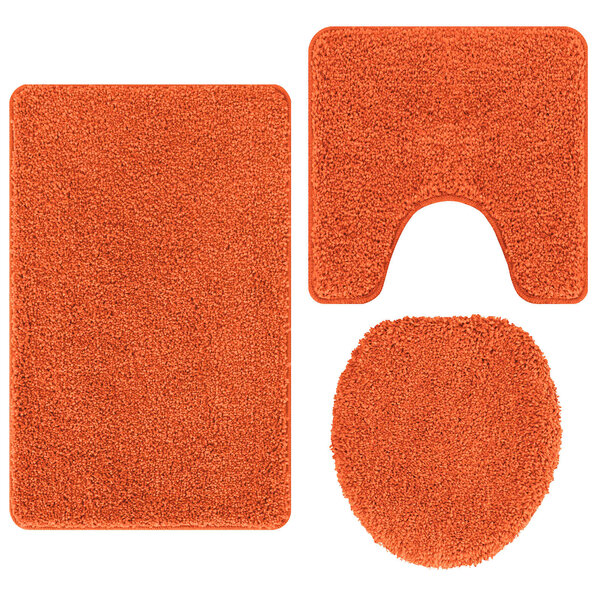 vidaXL Ensemble de tapis de bain antidérapants 3 Pièces Orange PP