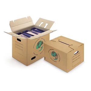 Caisse carton de déménagement double cannelure avec poignées et montage rapide raja 48x32x36 cm (lot de 20)