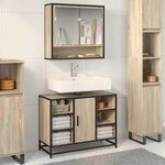 vidaXL Meuble de salle de bain avec lavabo Chêne Sonoma 80 x 33 x 60 cm Bois d'ingénierie