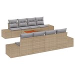 vidaXL Ensemble de Salon de Jardin 9 Pièces avec Coussins Beige en Poly Rattan et Acacia