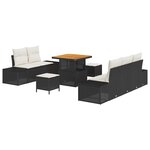 vidaXL Ensemble de canapé de jardin avec coussin 8 Pièces Noir Poly rotin