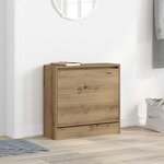 vidaXL Armoire à chaussures avec porte chêne artisanal 60 x 21 x 57 cm