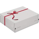 Boîte cadeau blanche  noeud rouge  dimensions externes: 250 x 177 x 96 mm colompac