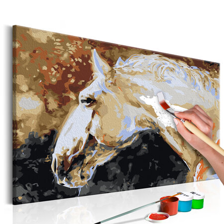 Tableau à peindre par soi-même - cheval blanc l x h en cm 60x40