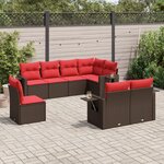 vidaXL Salon de jardin 8 Pièces avec coussins marron résine tressée