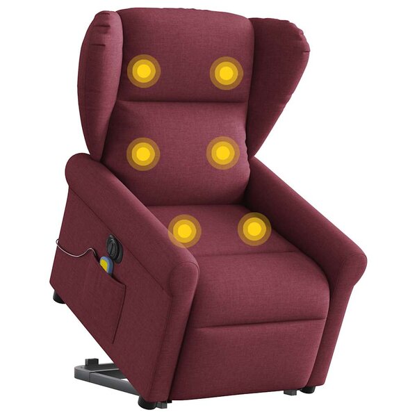 vidaXL Fauteuil inclinable de massage électrique Rouge bordeaux Tissu
