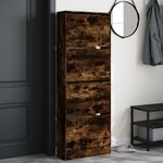 vidaXL Armoire à chaussures chêne fumé 60x21x163 5 cm bois ingénierie