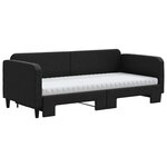 vidaXL Lit de jour avec gigogne et matelas noir 90x200 cm tissu