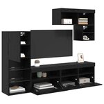 vidaXL Meubles TV muraux 6 Pièces Chêne noir Bois d'ingénierie