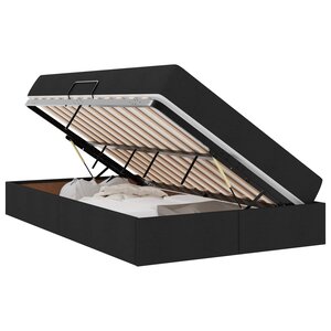vidaXL Lit avec rangement et matelas Noir 120 x 200 cm Polyester
