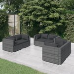 vidaXL Salon de jardin 6 Pièces avec coussins Résine tressée Gris