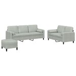 vidaXL Ensemble de canapés 3 Pièces avec coussins gris clair velours