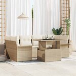 vidaXL Ensemble de canapé de jardin 7 Pièces Beige Poly rotin