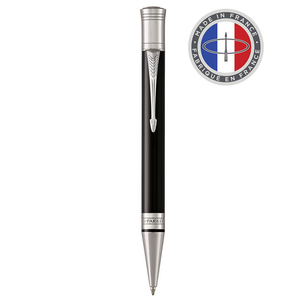 PARKER Duofold Stylo bille  Noir  Recharge noire pointe moyenne  Coffret cadeau