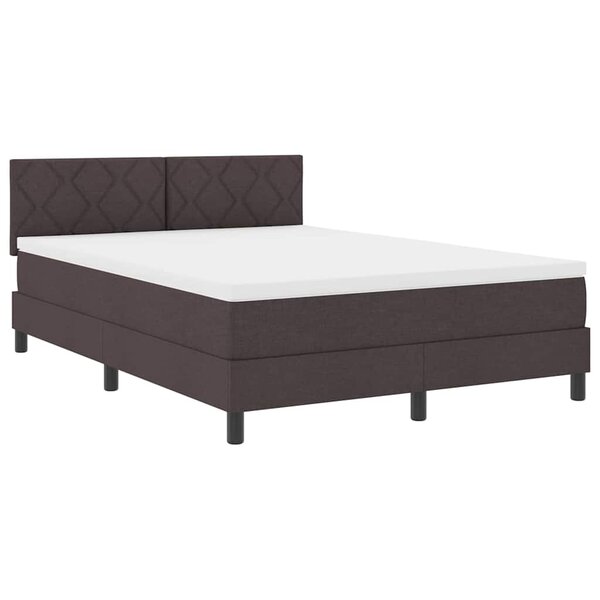 vidaXL Lit à ressorts avec matelas Marron foncé 140 x 200 cm tissu