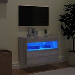 vidaXL Meuble TV mural avec lumières LED sonoma gris 60x30x40 cm