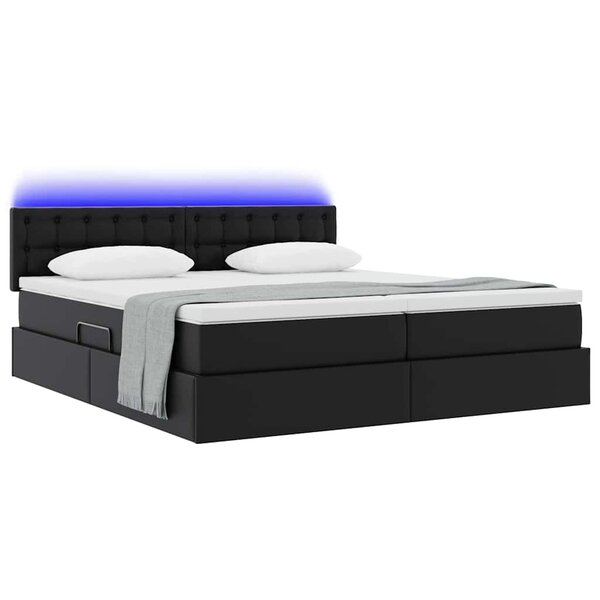 vidaXL Lit avec rangement et LED Noir 180 x 200 cm Cuir synthétique