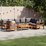 vidaXL Salon de jardin avec coussins 6 Pièces bois d'acacia solide