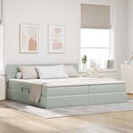 vidaXL Lit de Rangement Gris clair 200 x 200 cm Velours