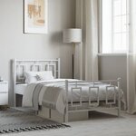 vidaXL Cadre de lit métal sans matelas avec pied de lit blanc 90x200cm
