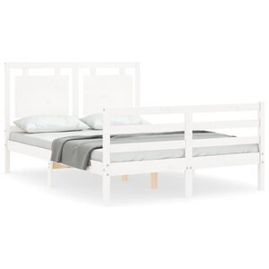 vidaXL Cadre de lit sans matelas blanc 140x200 cm bois massif