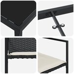 vidaXL Ensemble de Salle à Manger de Jardin 5 Pièces avec Coussins Noir Rotin Synthétique