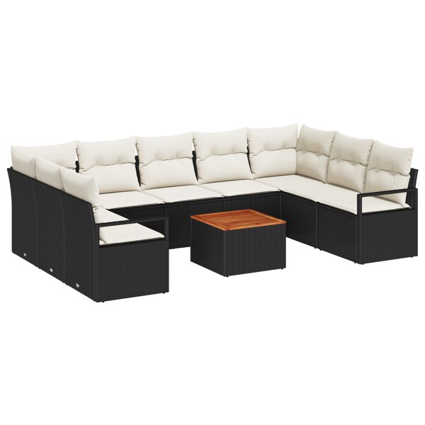 vidaXL Canapé de jardin 10 Pièces Noir  blanc Grand