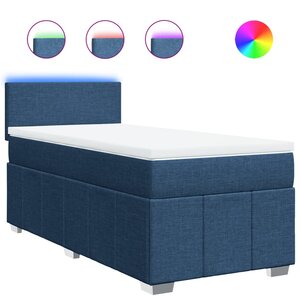 vidaXL Sommier à lattes de lit avec matelas Bleu 100x200 cm Tissu