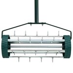 vidaXL Roller à gazon tiré avec des pinces aérateur Vert 127 5 x 44 cm