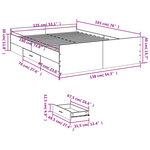 vidaXL Cadre de lit avec tiroirs sans matelas gris béton 135x190 cm