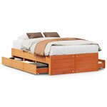 vidaXL Cadre de lit sans matelas avec tiroirs 135x190 cm bois de pin