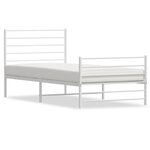 vidaXL Cadre de lit métal sans matelas et pied de lit blanc 100x200 cm