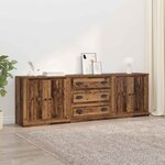 vidaXL Buffets 3 Pièces Bois Ancien 70 x 35 5 x 67 5 cm Bois d'ingénierie
