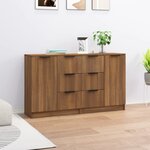 vidaXL Buffets 2 Pièces chêne marron 60x30x70 cm Bois d'ingénierie