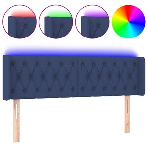 vidaXL Tête de lit à LED Bleu 163x16x78/88 cm Tissu