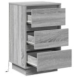 vidaXL Cabinet de chevet avec LED grise Sonoma 39x34.5x65 cm en bois d'ingénierie