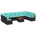 vidaXL Ensemble de canapé de jardin 11 Pièces Noir Poly rotin