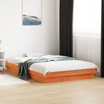 vidaXL Cadre de lit à LED cire marron 120x190 cm bois de pin massif