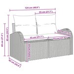 Ensemble de canapé de jardin 9 pièces avec coussins gris poly rattan