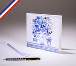 Carte double in the garden créée et imprimée en france sur papier certifié pefc - vases de fleurs bleues