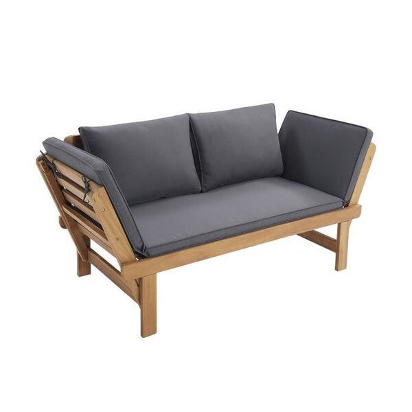 Banquette de jardin en bois d'acacia FSC - 2 places - KAYDA - Avec coussins
