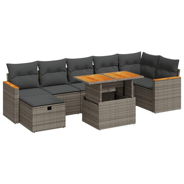 vidaXL Salon de jardin 5 Pièces avec coussins gris résine tressée