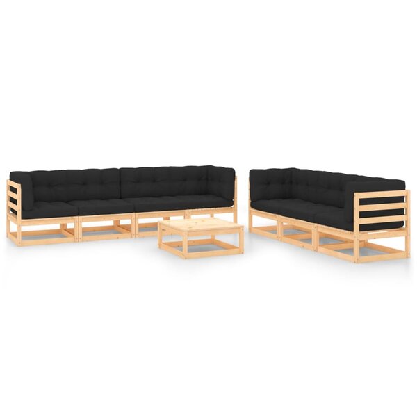 vidaXL Salon de jardin 8 Pièces avec coussins Bois de pin massif